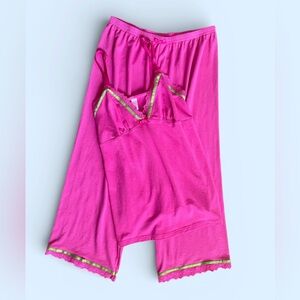 Y2K VTG Victoria’s Secret Babydoll Tank & Bloomers PJ Set in Pink & Green, sz S